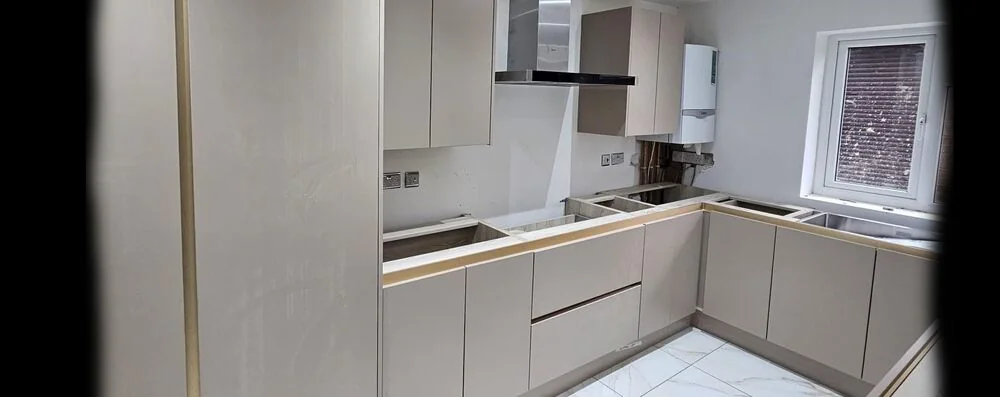Kitchen island and detailed kitchen finish